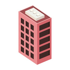 Poster - red building isometric style icon