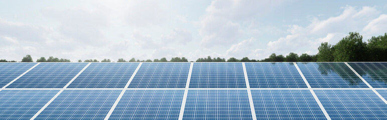 Wall Mural - panoramic - solar panel in a beautiful blue sky