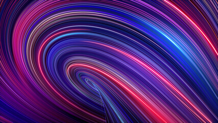 Wall Mural - 3d render, abstract background with red blue neon rays and glowing lines. Loop macro wallpaper. Speed of light, macro vortex in ultra violet spectrum