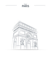 Wall Mural - Paris cityscape line vector. sketch style France landmark illustration .