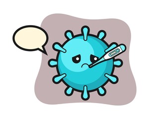 Sticker - Virus cartoon with fever condition