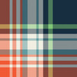 Orange and navy Plaid pattern seamless vector illustration. Colourful Check plaid for fashion textile design.