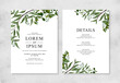 Minimalist wedding invitation template with Hand painted watercolor foliage