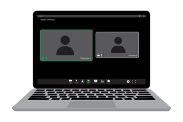 Poster - Zoom interface. Online business webinar chat. Digital user interface. Vector ui screen. Laptop screen. Stock image. EPS 10.