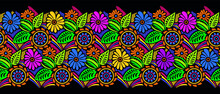 Tribal Vector Colorful Flower Border