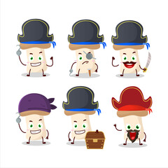 Wall Mural - Cartoon character of shimeji mushroom with various pirates emoticons