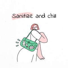 Canvas Print - Sanitize and chill new normal lifestyle doodle social media post