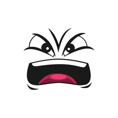 Wall Mural - Shouting smiley with wide open mouth isolated screaming character. Vector angry emoji face, shocked emoticon in bad mood. Frightened character, horror face expression, crazy screaming emoticon