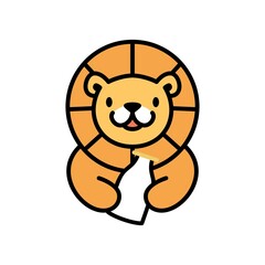 Sticker - cute lion baby milk bottle cartoon playful logo vector icon illustration