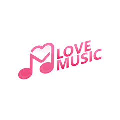 Wall Mural - Love music logo template design