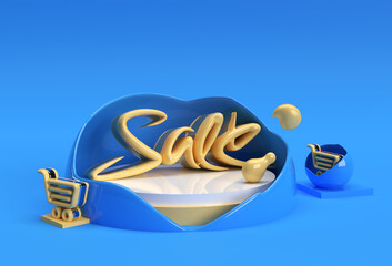 Wall Mural - 3d render big sale text. 3d illustration graphic design.