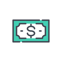 Wall Mural - Money banknote color line icon. Dollar and Payment vector outline colorful sign.