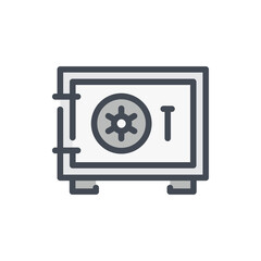 Poster - money safe and locker color line icon. bank safe box vector outline colorful sign.