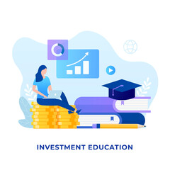 Wall Mural - Flat design of investment education concept. Illustration for websites, landing pages, mobile applications, posters and banners