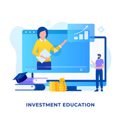 Wall Mural - Investment education illustration concept. Illustration for websites, landing pages, mobile applications, posters and banners