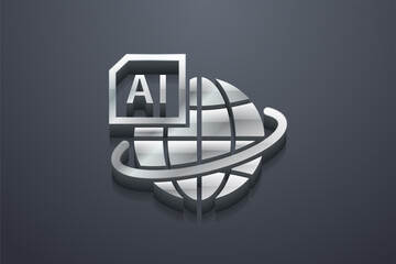 Canvas Print - Artificial intelligence icon. 3d vector illustration.