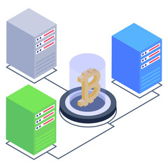 Wall Mural - 
Icon of cloud network server in isometric design

