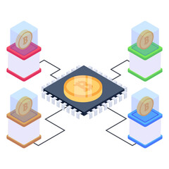 Wall Mural - 
A bitcoin business isometric icon, editable design

