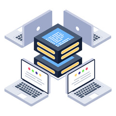 Sticker - 
Icon of cloud backup in modern isometric design

