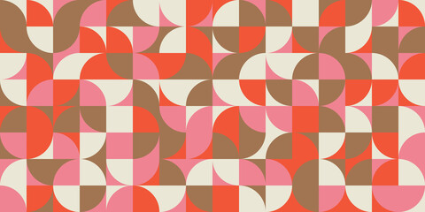 Fototapete - Modern vector abstract  geometric background with circles, rectangles and squares  in retro scandinavian style. Pastel colored simple shapes graphic pattern.