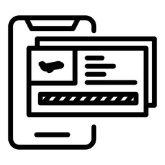 Poster - Plane online ticket icon. Outline plane online ticket vector icon for web design isolated on white background