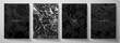 © Shiny777 - Modern black cover design set. Creative abstract art pattern with  brush stroke, marble texture, crack on background. Grunge vector collection for catalog, brochure template, magazine layout, booklet