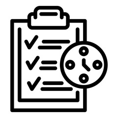 Poster - Clipboard time management icon. Outline Clipboard time management vector icon for web design isolated on white background