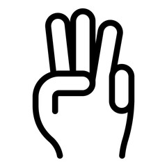 Canvas Print - Hand gesture three minutes icon. Outline Hand gesture three minutes vector icon for web design isolated on white background