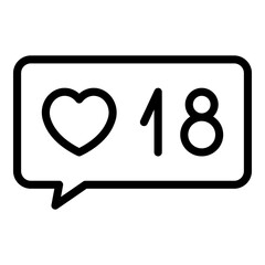 Poster - Like chat interface icon. Outline Like chat interface vector icon for web design isolated on white background
