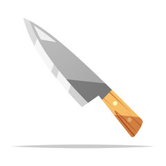 Poster - Kitchen knife with wooden handle vector isolated illustration