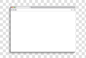 Poster - Browser window design isolated on transparent background. Web window screen mockup. Internet empty page concept with shadow. Vector illustration