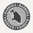 Barbuda round logo. Vintage travel badge with the circular name and map of island, vector illustration. Can be used as insignia, logotype, label, sticker or badge of the Barbuda.