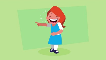 Canvas Print - red hair little girl giggling character