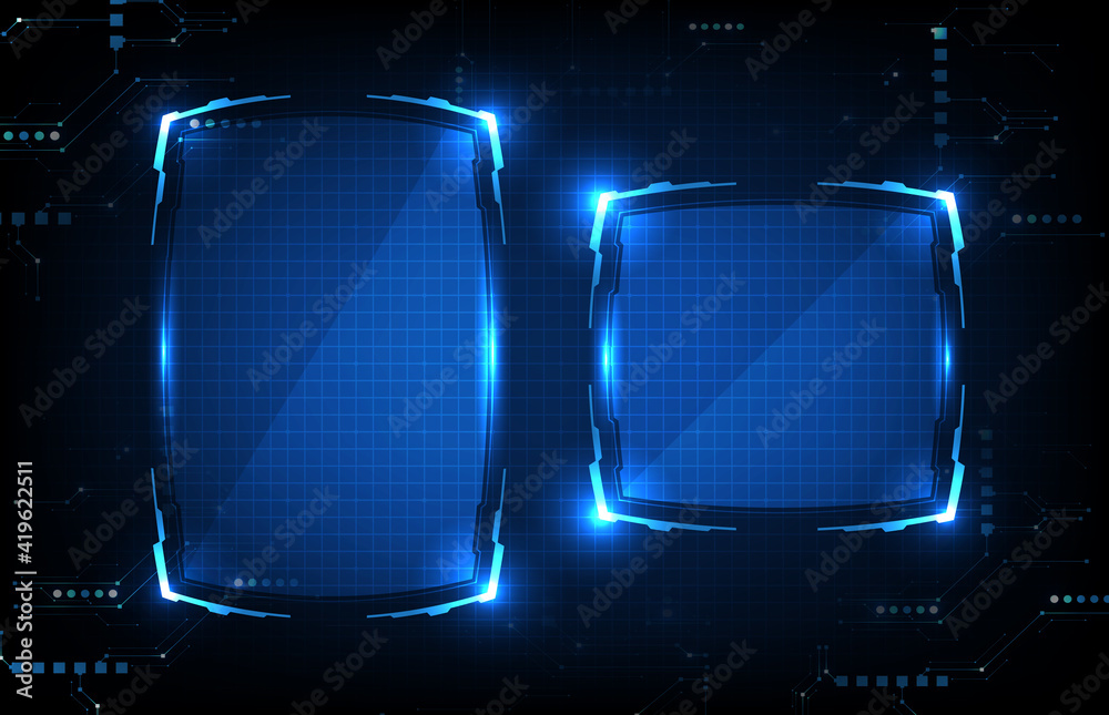 abstract futuristic background of blue glowing technology sci fi frame ...
