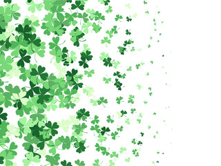 Wall Mural - Background with clover leaves of different shades of green. A pattern for St. Patrick's Day. Vector graphics