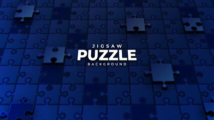 Dark Blue Jigsaw Puzzle Pieces Background