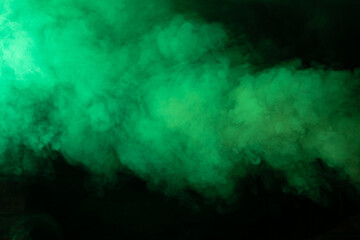 Leinwandbilder - Texture of green smoke on a black background