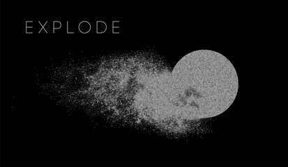 Wall Mural - circle explosion with abstract burst. vector particles of black shape broken debris. 3d circle energ