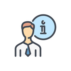 Fototapete - Info assistance color line icon. Customer support vector outline colorful sign.
