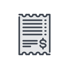 Poster - Receipt, and paper check color line icon. Paid check, bill and invoice vector outline colorful sign.