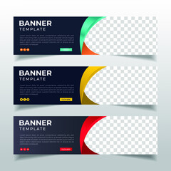 Wall Mural - Modern Abstract web banner with place for photo. Horizontal Layout template. Business Ad banner. Vector EPS 10