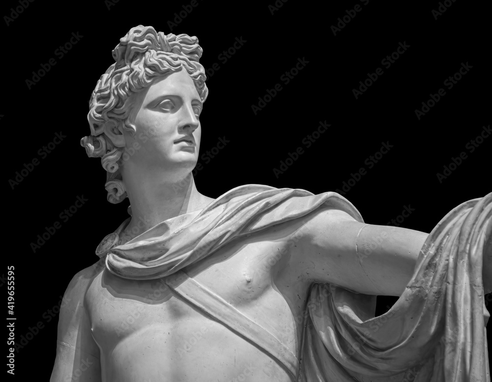 God Apollo bust sculpture. Ancient Greek god of Sun and Poetry Plaster ...
