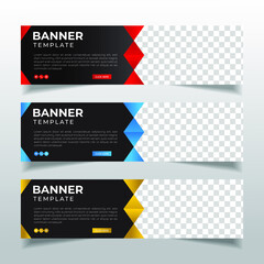 Wall Mural - Modern Abstract web banner with place for photo. Horizontal Layout template. Business Ad banner. Vector EPS 10