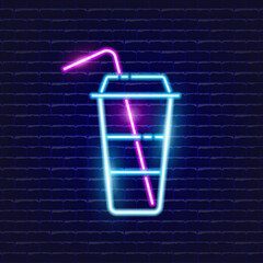 Wall Mural - Cocktail neon icon. Glowing Vector illustration icon for mobile, web, and menu design. Drink concept.