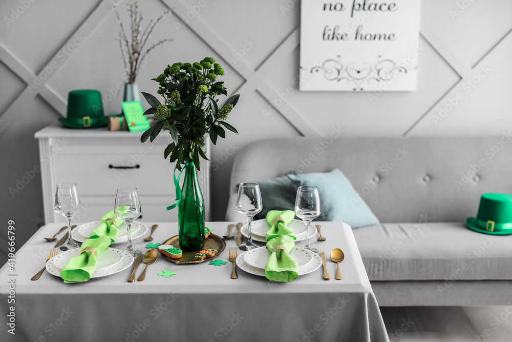 Table set for St. Patrick's Day celebration