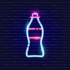 Wall Mural - Water bottle neon icon. Glowing Vector illustration icon for mobile, web, and menu design. Drink concept.