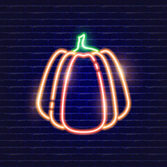 Wall Mural - Pumpkin neon icon. Glowing Vector illustration icon for mobile, web and menu design. Food concept