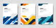 Set of book cover brochure designs in geometric style. Vector illustration.