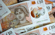 English National Currency. Ten Pounds Close Up