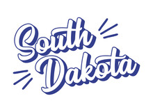 Hand Sketched SOUTH DAKOTA Text. 3D Vintage, Retro Lettering For Poster, Sticker, Flyer, Header, Card, Clothing, Wear